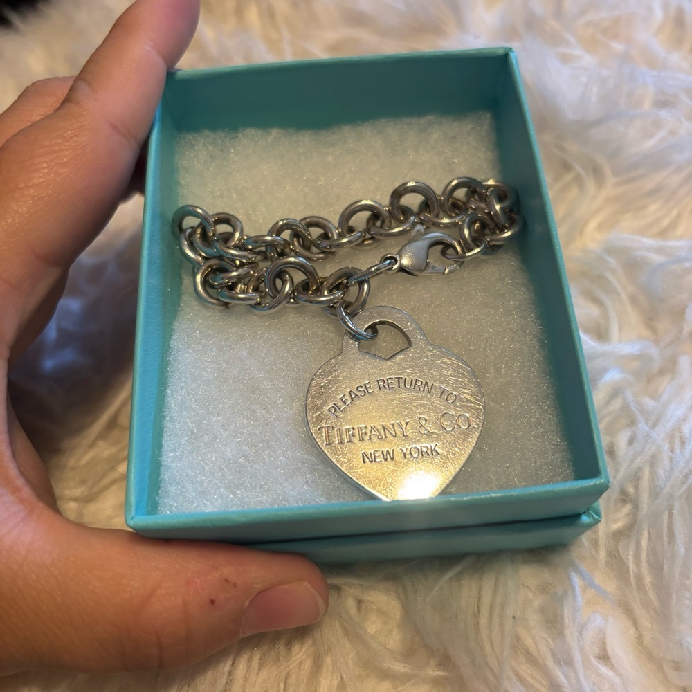Tiffany & Co. Silver Charm Bracelet with Heart Pendant